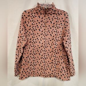 Lands End Leopard Print Fleece Pullover